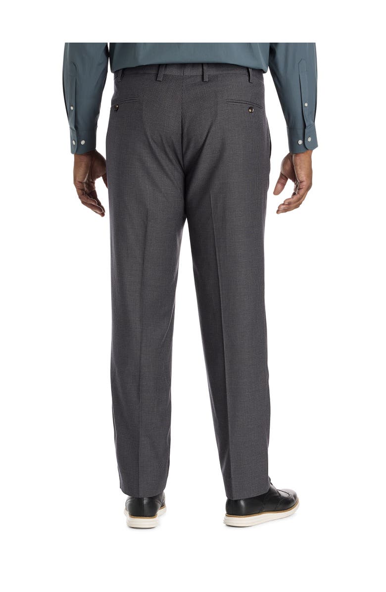 Oak Hill by DXL Big & Tall Micro Check Pleated Dress Pants, Alternate, color, Grey