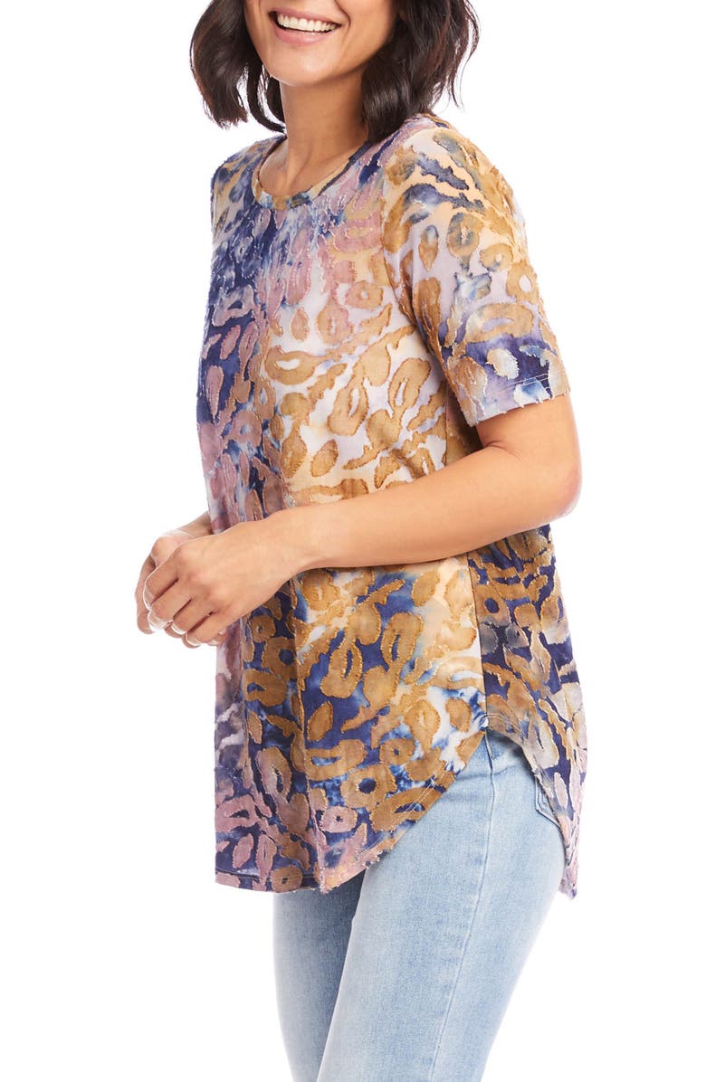 Karen Kane Tie Dye Burnout Shirttail Top, Alternate, color, 