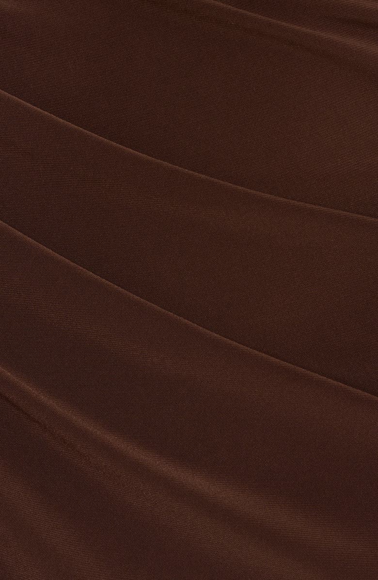 Adrianna Papell One-Shoulder Chain Strap Jersey Column Gown, Alternate, color, Chocolate