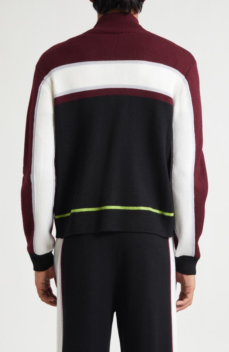 Casablanca Stripe Merino Wool Knit Jacket, Alternate, color, Black