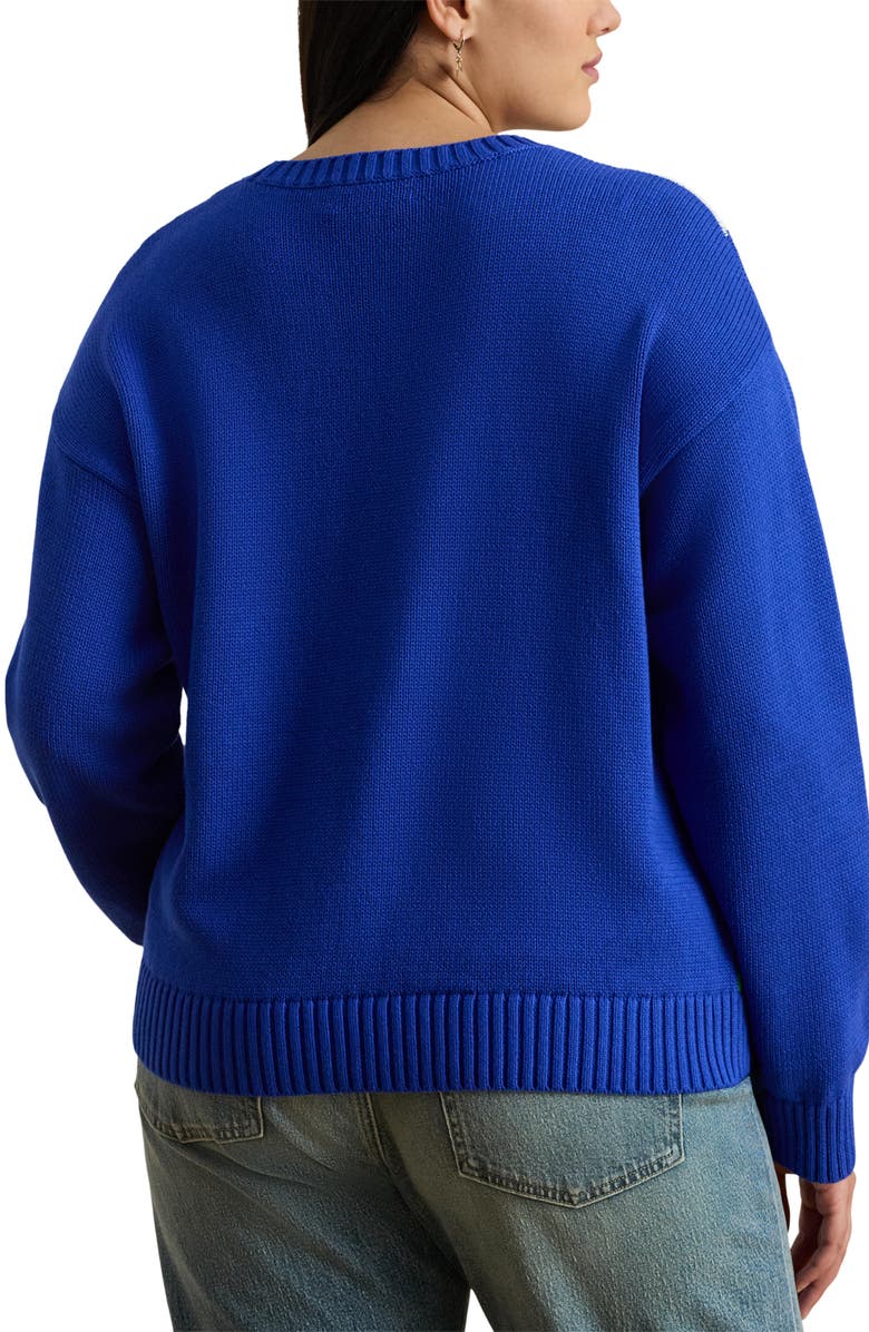 Lauren Ralph Lauren Riednee Colorblock Sweater, Alternate, color, Cruise Royal Blue/ White/ Stem