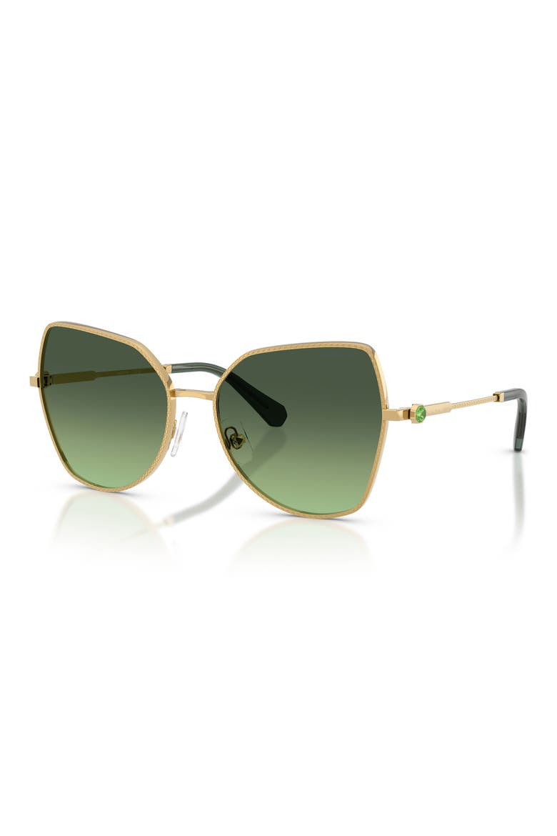 58mm Butterfly Sunglasses, Alternate, color, GOLD / GRADIENT GREEN