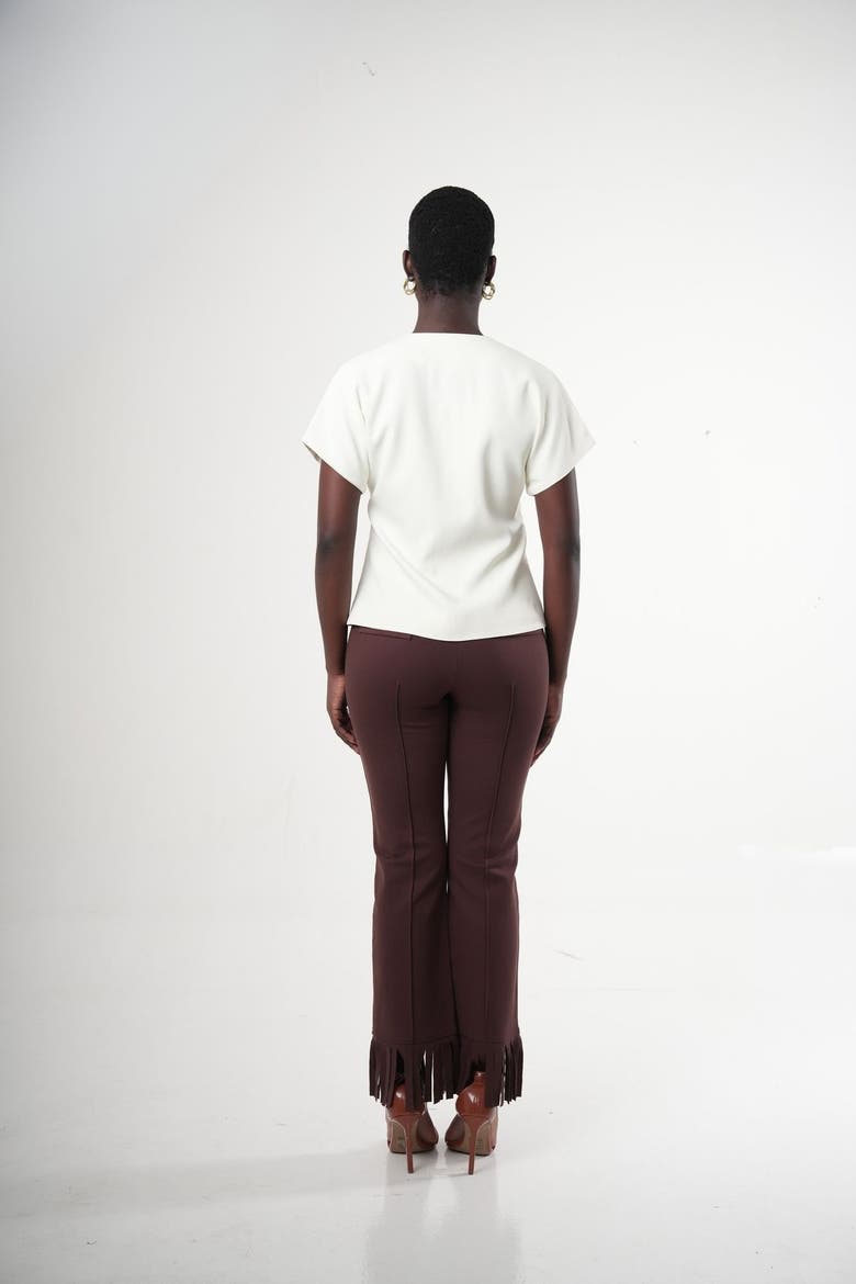 Brisal High-waist Straight-leg Fringe-hem Pants, Alternate, color, Cocoa Brown