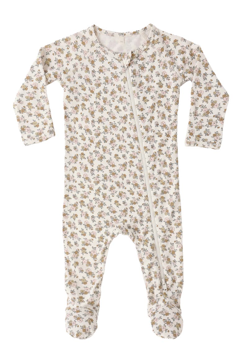 Wildflower Zip Footie, Main, color, IVORY