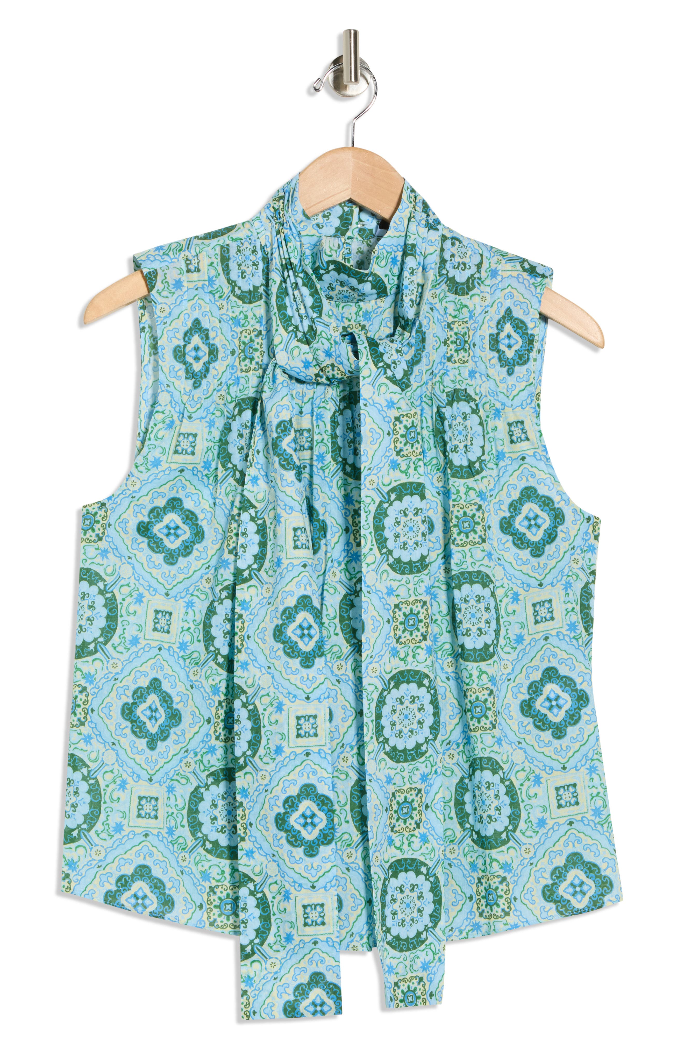 Derek Lam Allie Bow Neck Sleeveless Cotton Top