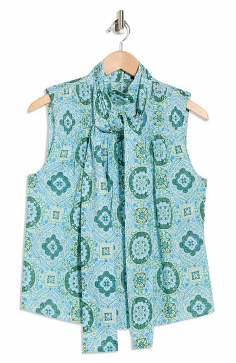 Derek Lam Allie Bow Neck Sleeveless Cotton Top