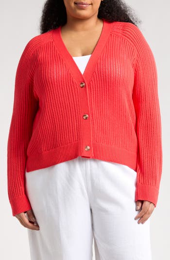 CASLON CASLON® POINTELLE V-NECK CARDIGAN