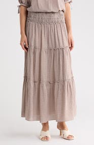 MAX STUDIO Gingham Tiered Skirt