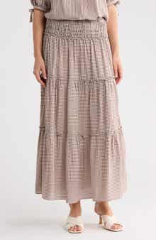 MAX STUDIO Gingham Tiered Skirt