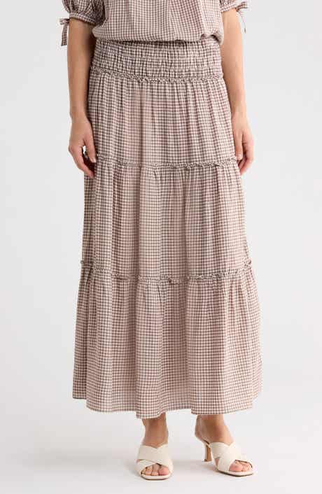 MAX STUDIO Gingham Tiered Skirt