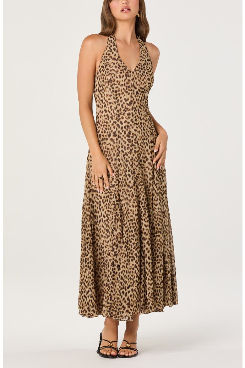Myra Cheetah Print Halter Neck Midi Dress, Alternate, color, CHEETAH