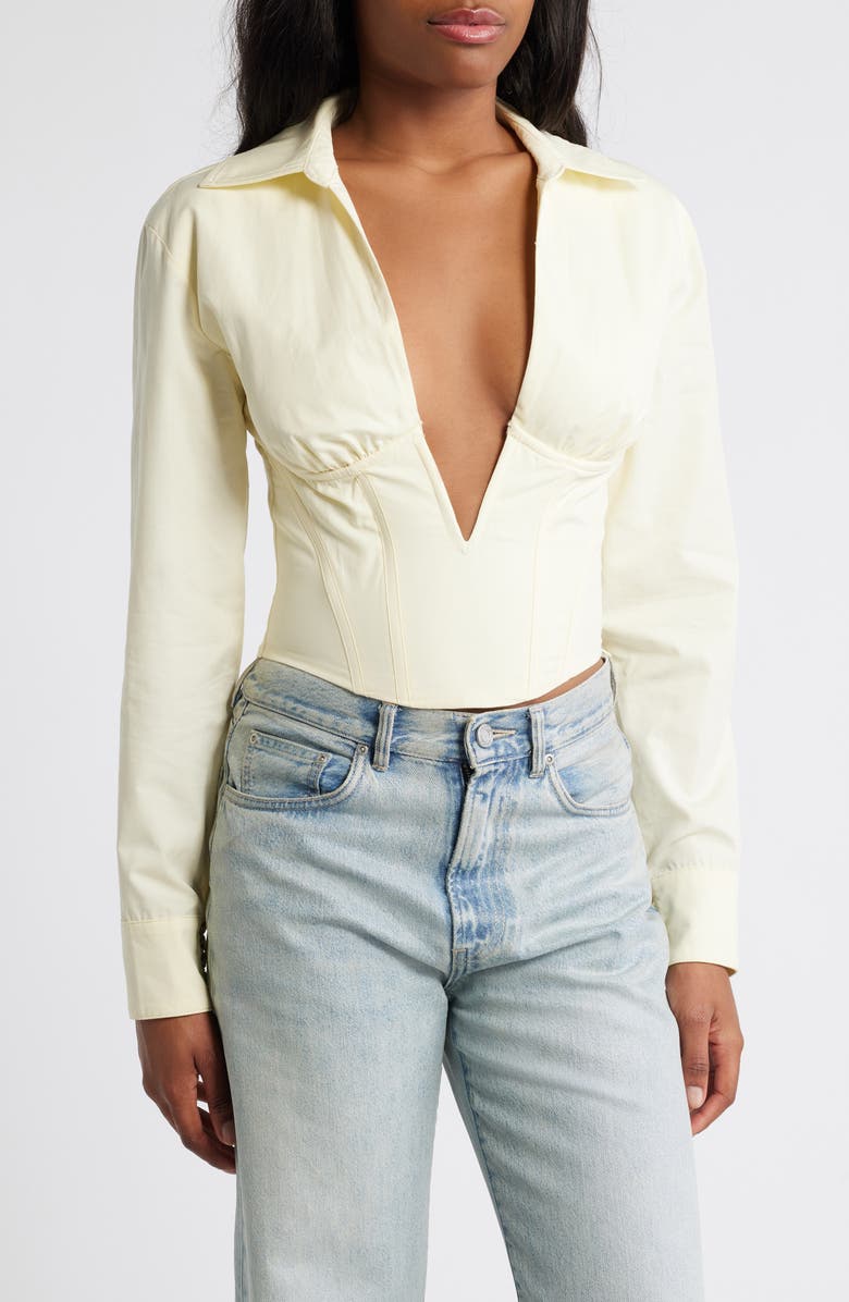 Mistress Rocks Plunge Corset Shirt, Main, color,