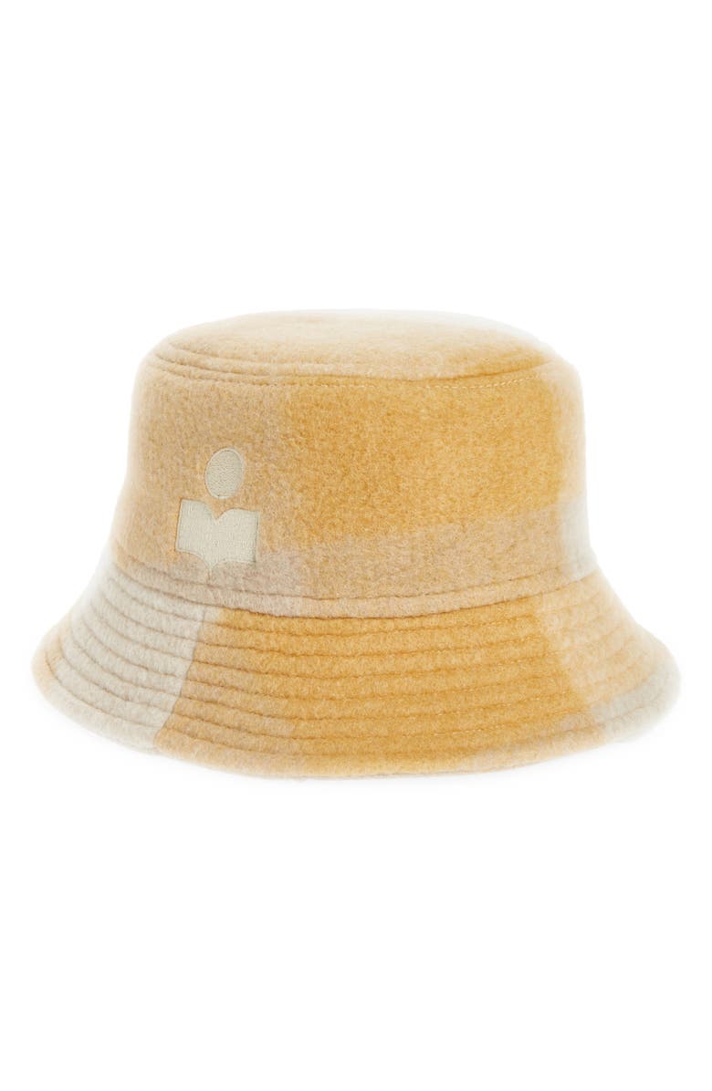 Isabel Marant Haley Check Logo Bucket Hat, Main, color,
