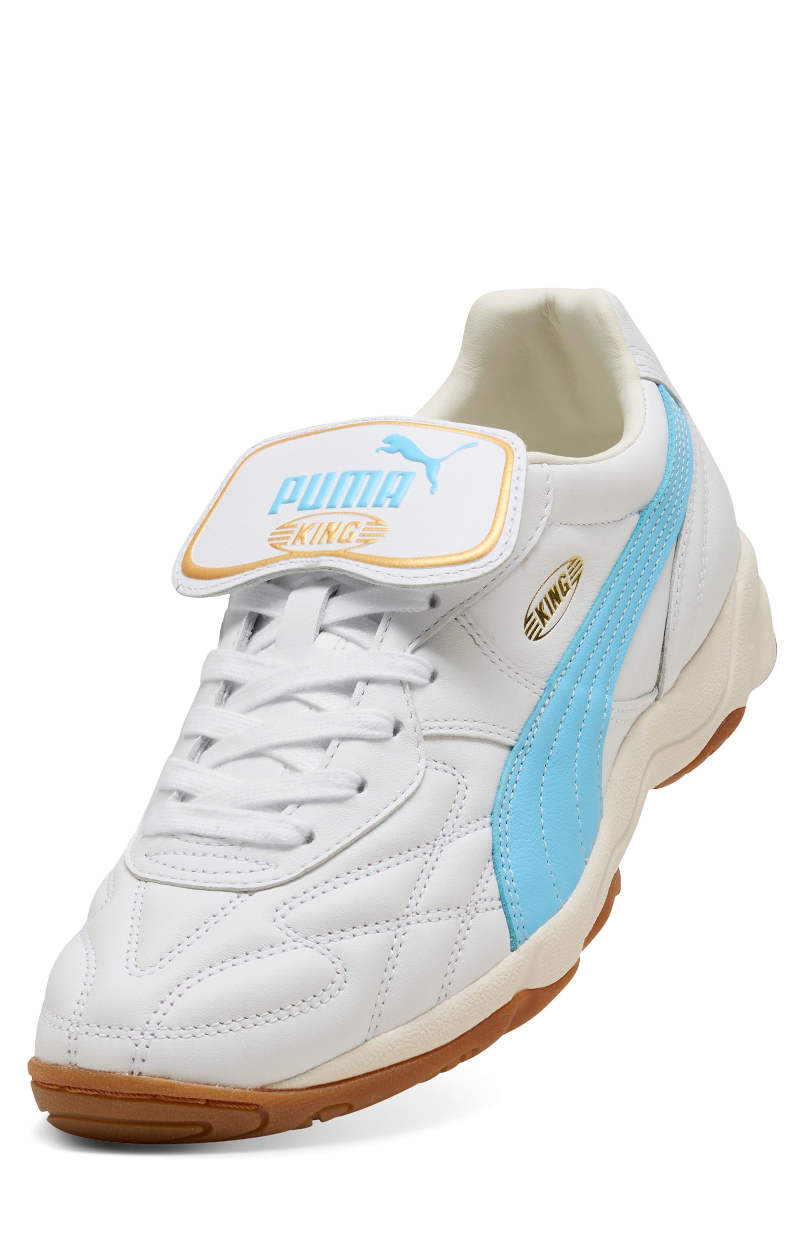 King Indoor Soccer Sneaker, Alternate, color, PUMA WHITE/ VIBRANT BLUE