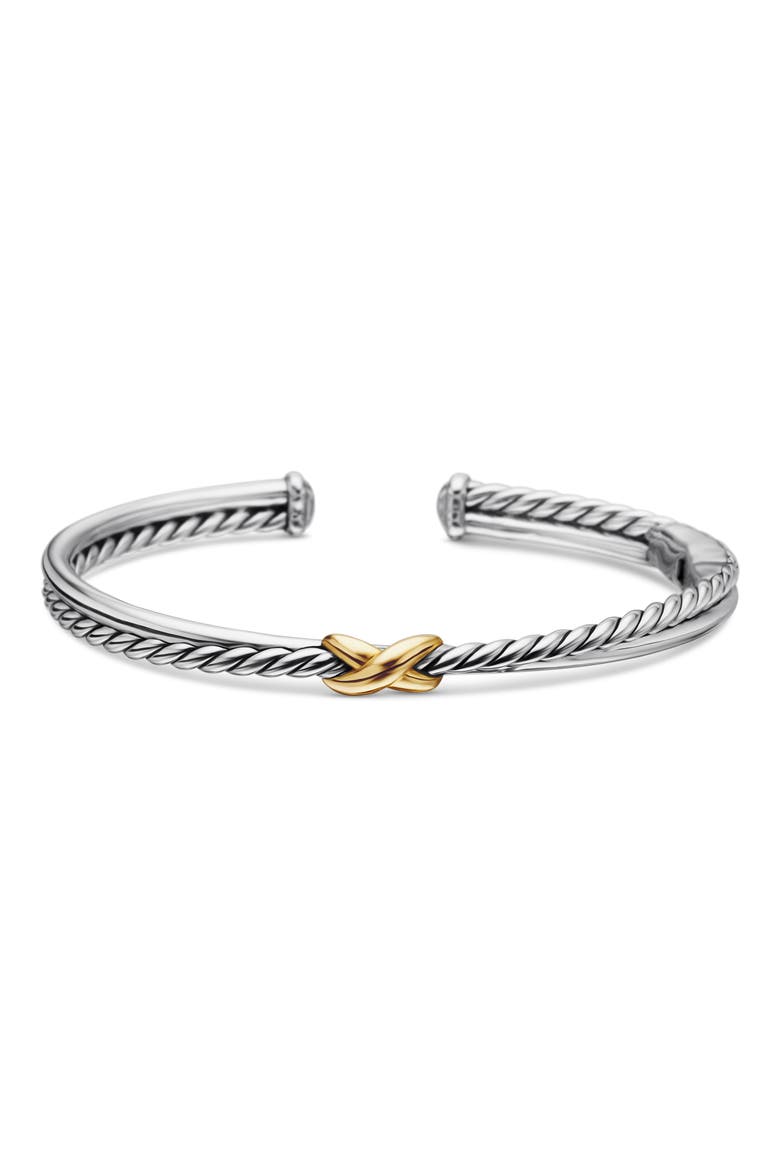 Petite X Center Station Bracelet in Sterling Silver with 18K Yellow Gold, 5.2mm, Alternate, color, SILVER/ YELLOW GOLD