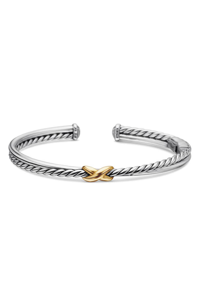 David Yurman Petite X Center Station Bracelet in Sterling Silver with 18K Yellow Gold, 5.2mm, Alternate, color, Silver/ Yellow Gold