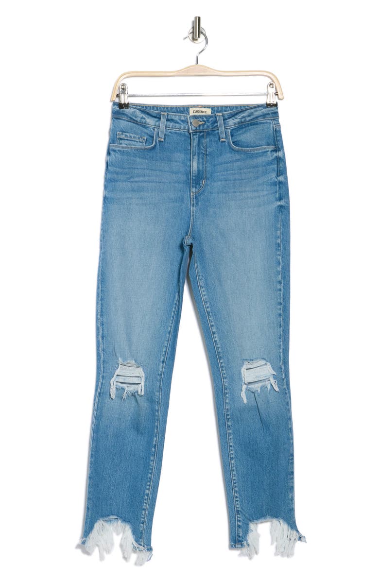 L'AGENCE High Line High Waist Destroyed Hem Skinny Jeans, Alternate, color, 