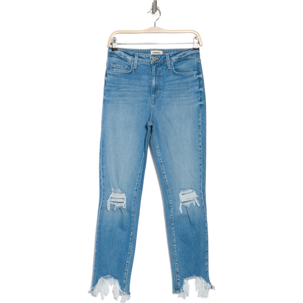 L Agence L'agence High Line High Waist Destroyed Hem Skinny Jeans In Seneca Destruct