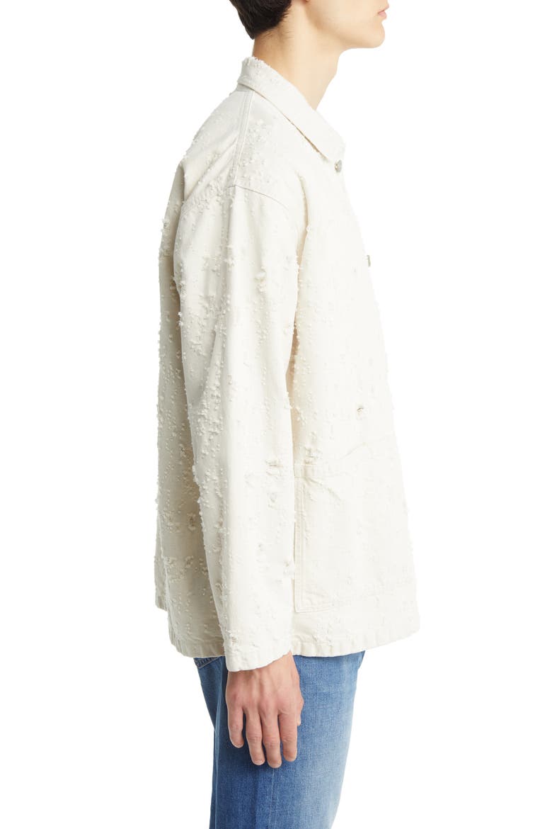 Distressed Cotton Blend Twill Lab Jacket, Alternate, color, ECRU