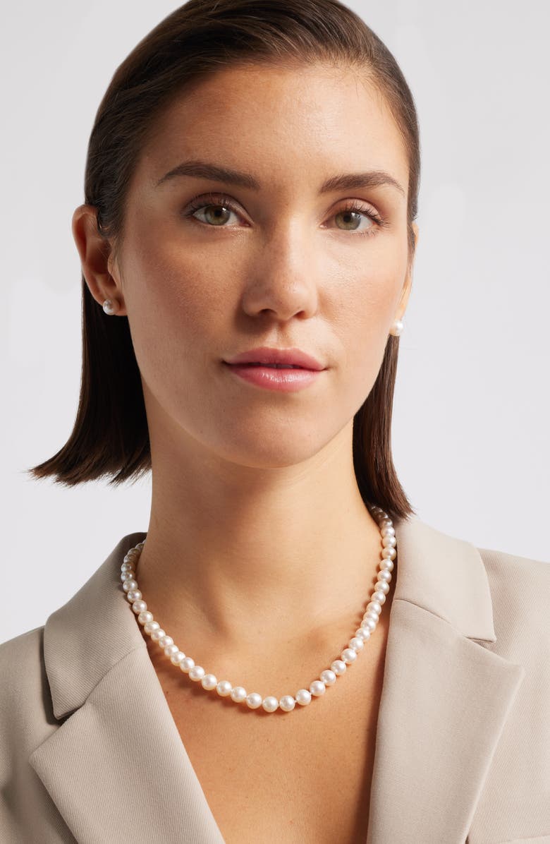 Nordstrom Freshwater Pearl Stud Earrings, Alternate, color, White- 14K White Gold