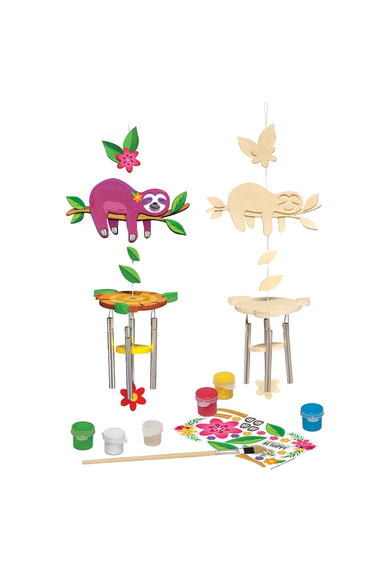 Sloth Wind Chime Wood Craft & Paint Kit, Alternate, color, Multicolor