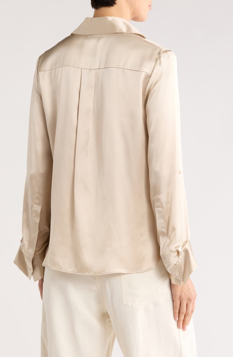 TWP The Boyfriend Silk Satin Button-Up Shirt, Alternate, color, Champagne