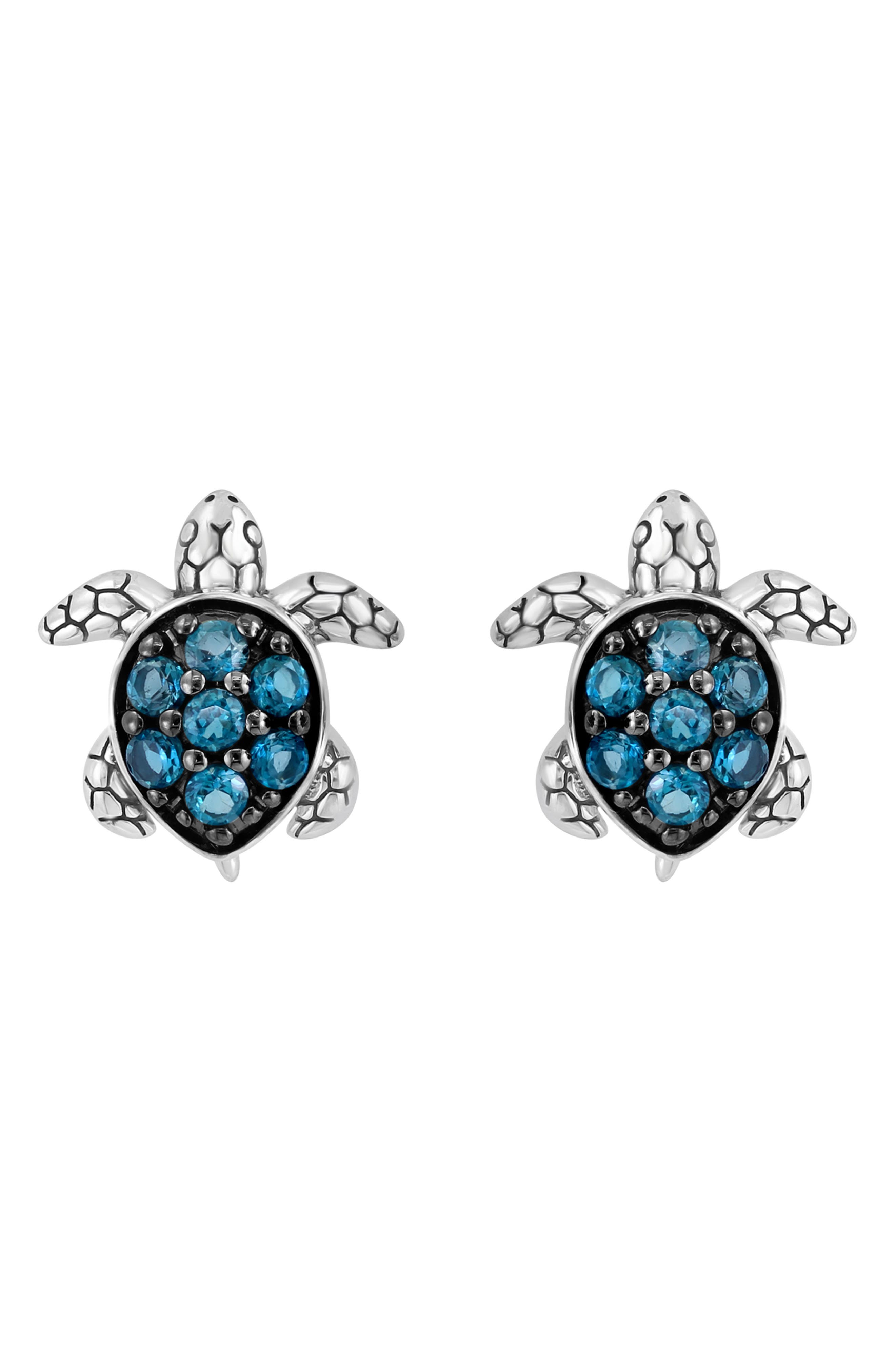 EFFY Sterling Silver London Blue Topaz Turtle Stud Earrings