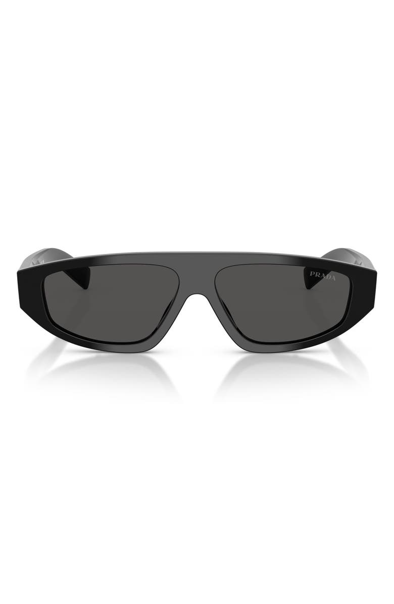 Prada 57mm Irregular Sunglasses, Main, color, Black / Dark Grey