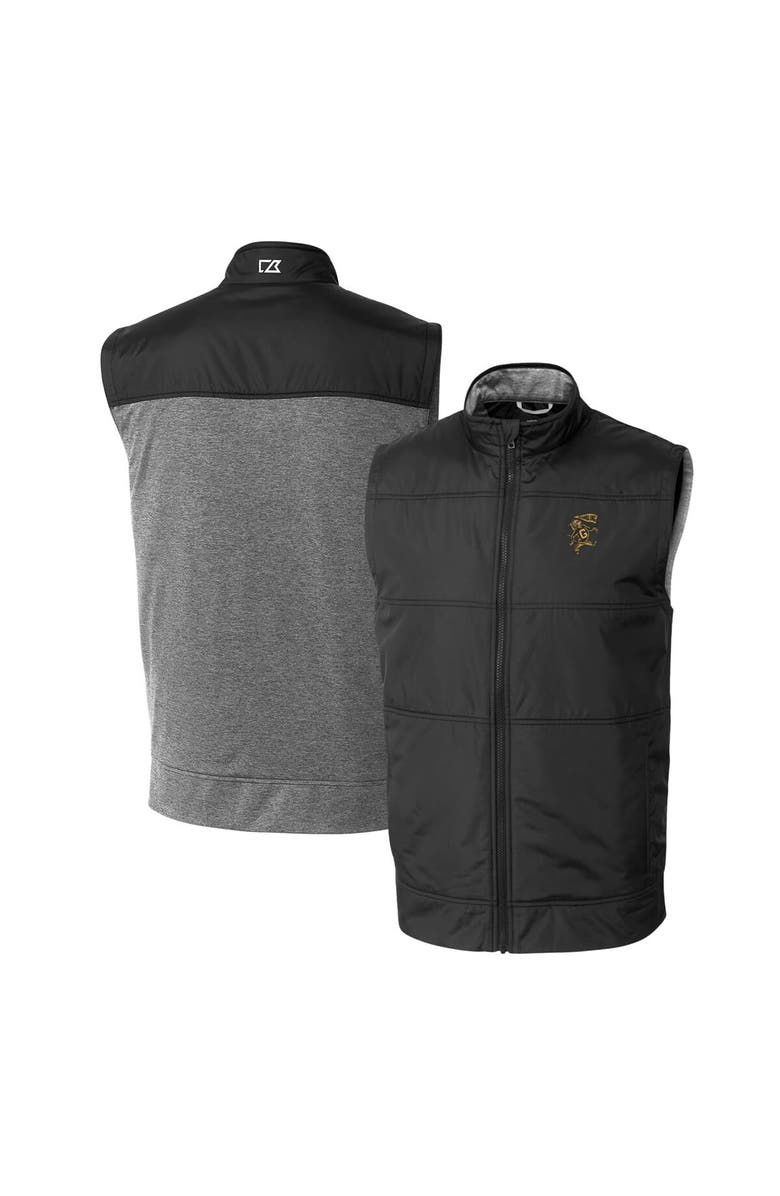 Cutter & Buck Men's Cutter & Buck Black Grambling Tigers Vault Stealth Hybrid Quilted Full-Zip Windbreaker Vest, Alternate, color, 