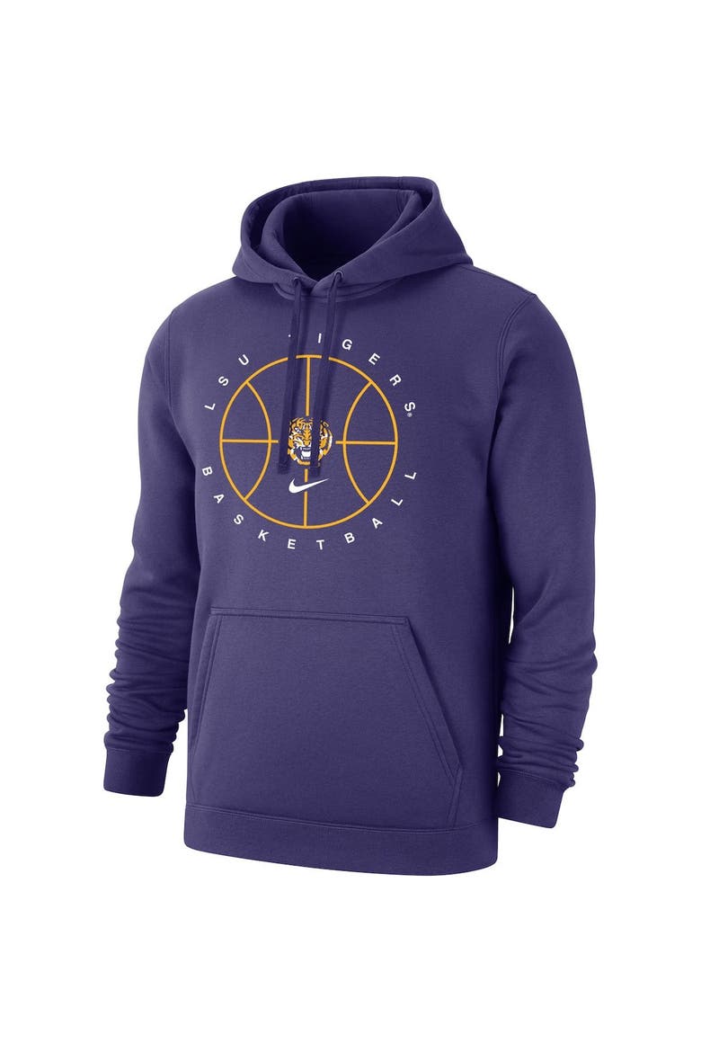 Men's Nike Purple LSU Tigers Basketball Icon Club Fleece Pullover Hoodie, Alternate, color, Purple