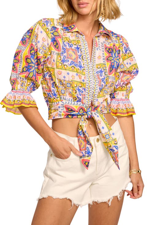 Zola Tile Print Tie Front Shirt