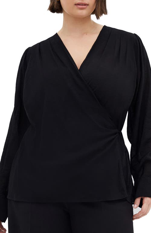 City Chic Binsley Wrap Top In Black