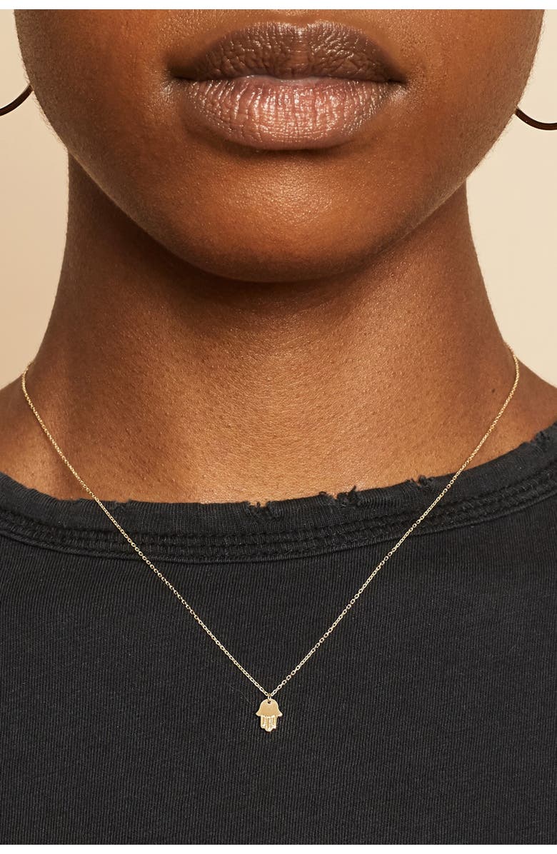 Oradina 14K Yellow Gold Hamsa Pendant Necklace, Alternate, color, Yellow Gold