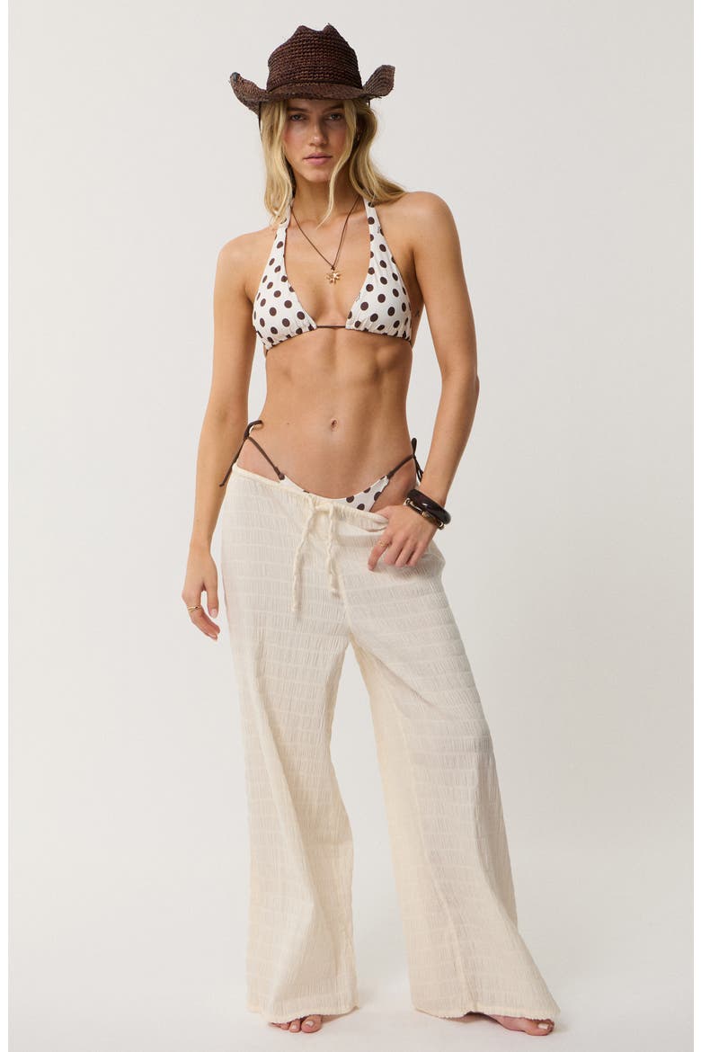 Polka Dot Slider Triangle Bikini Top, Alternate, color, CREAM