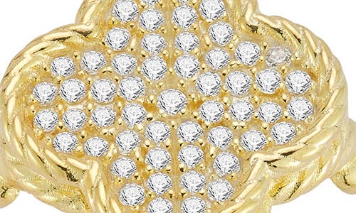 Glaze Jewelry Pavé Cubic Zirconia Clover Ring In Gold