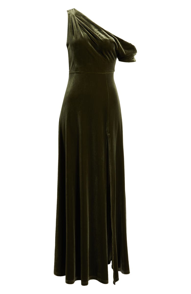 Lulus Coveted Confidence One-Shoulder Velvet Gown, Alternate, color,