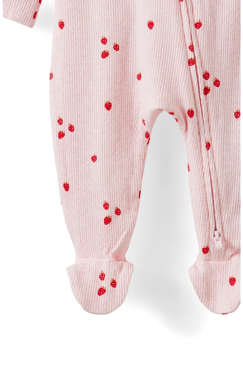 Littlie Organic Long Sleeve Zip All In One Romper, Alternate, color, Pop Pink Marle Berries