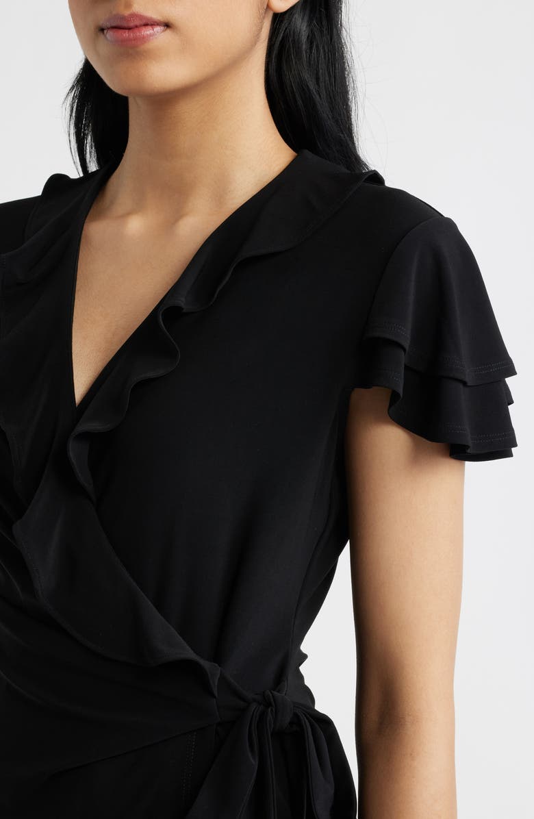Anne Klein Ruffle Wrap Top, Alternate, color, Anne Black