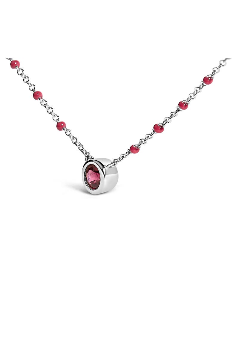 Sterling Silver Rhodolite Enamel Bead Chain Necklace, Alternate, color, Silver
