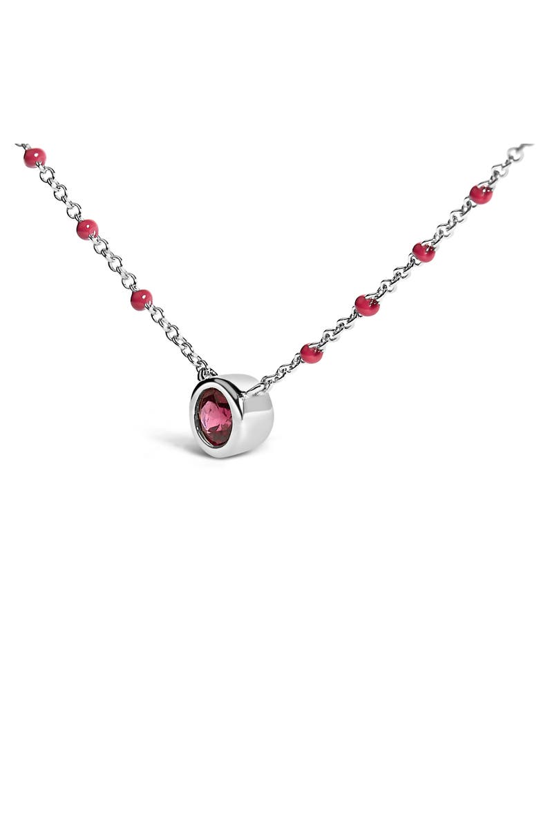 Haus of Brilliance Sterling Silver Rhodolite Enamel Bead Chain Necklace, Alternate, color, Silver