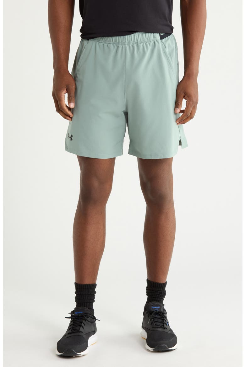 UA Vanish Woven 6-Inch Athletic Shorts, Main, color, 348 SILICA GREEN