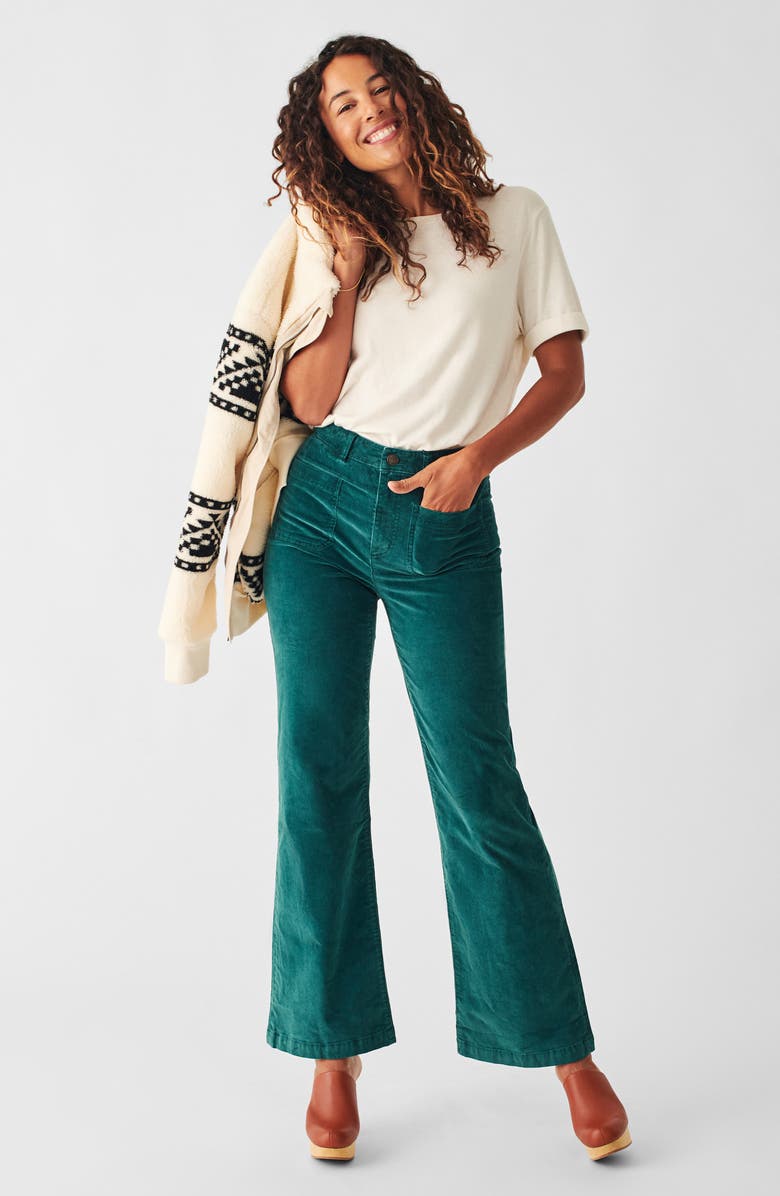 Faherty Patch Pocket Flare Leg Stretch Corduroy Pants, Alternate, color, 