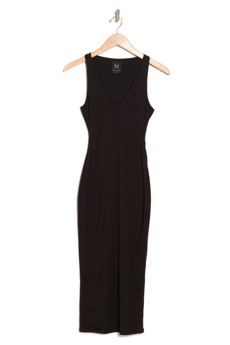 Sleeveless Midi Dress, Alternate, color, BLACK