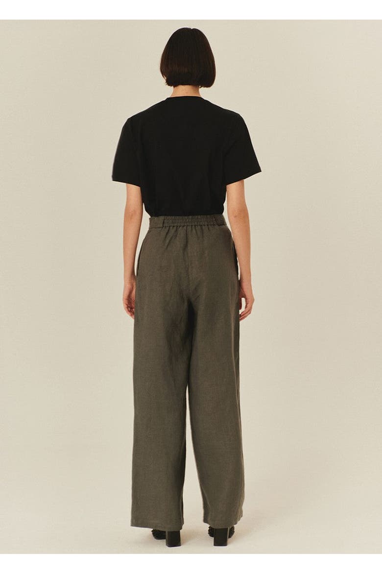 Royalty Pure Linen Palazzo Pants, Alternate, color, GREY
