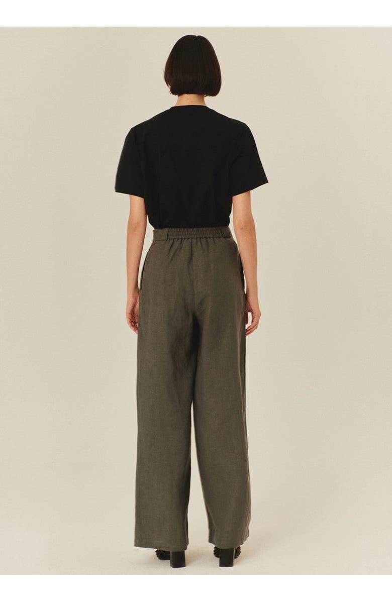 Exquise Royalty Pure Linen Palazzo Pants, Alternate, color, Grey