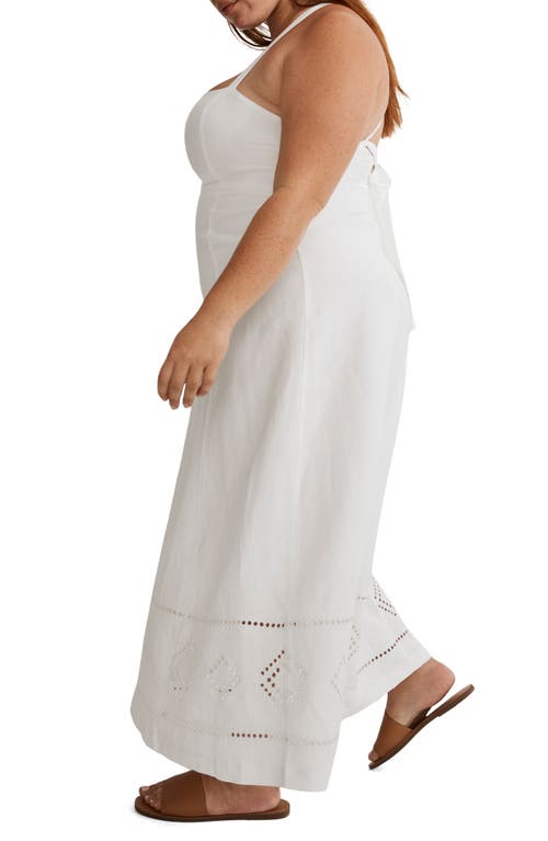 Madewell Tie Back Linen Blend Maxi Dress In Eyelet White