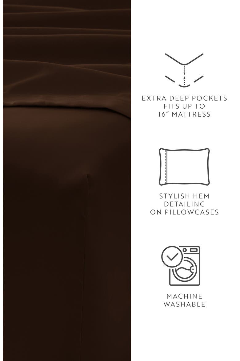 Premium Ultra Soft 4-Piece Bed Sheets Set, Alternate, color, CHOCOLATE