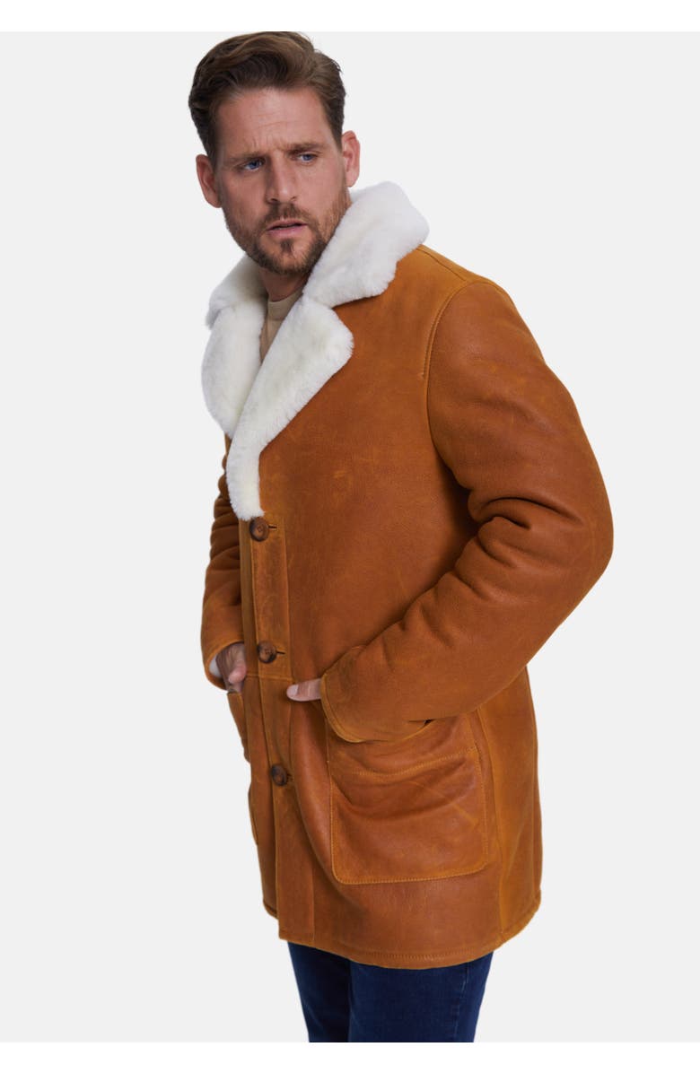 Furniq UK William Shearling Coat, Alternate, color, Whiskey