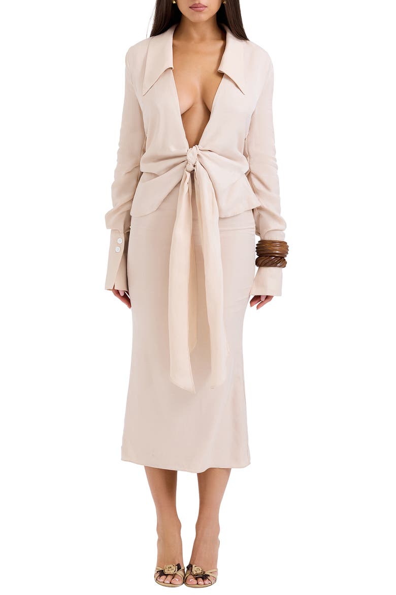 Nevaeh Long Sleeve Midi Dress, Main, color, POWDER PEACH