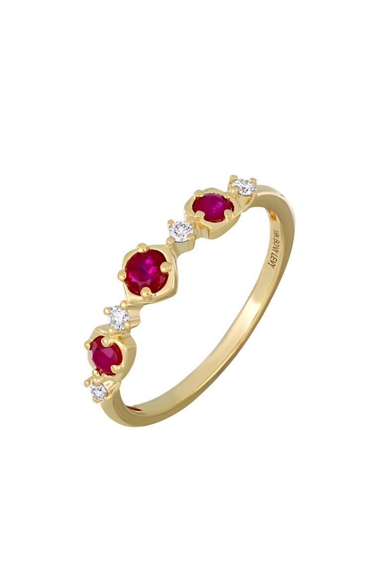 El Mar 18K Yellow Gold Ruby & Diamond Stackable Ring, Main, color, 18K YELLOW GOLD
